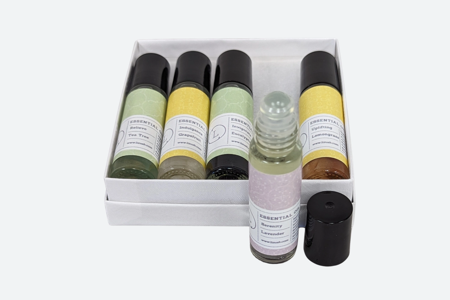 Lizush  Crystals filled Essential Oils Roll-On -  Set of 5 in a gift box