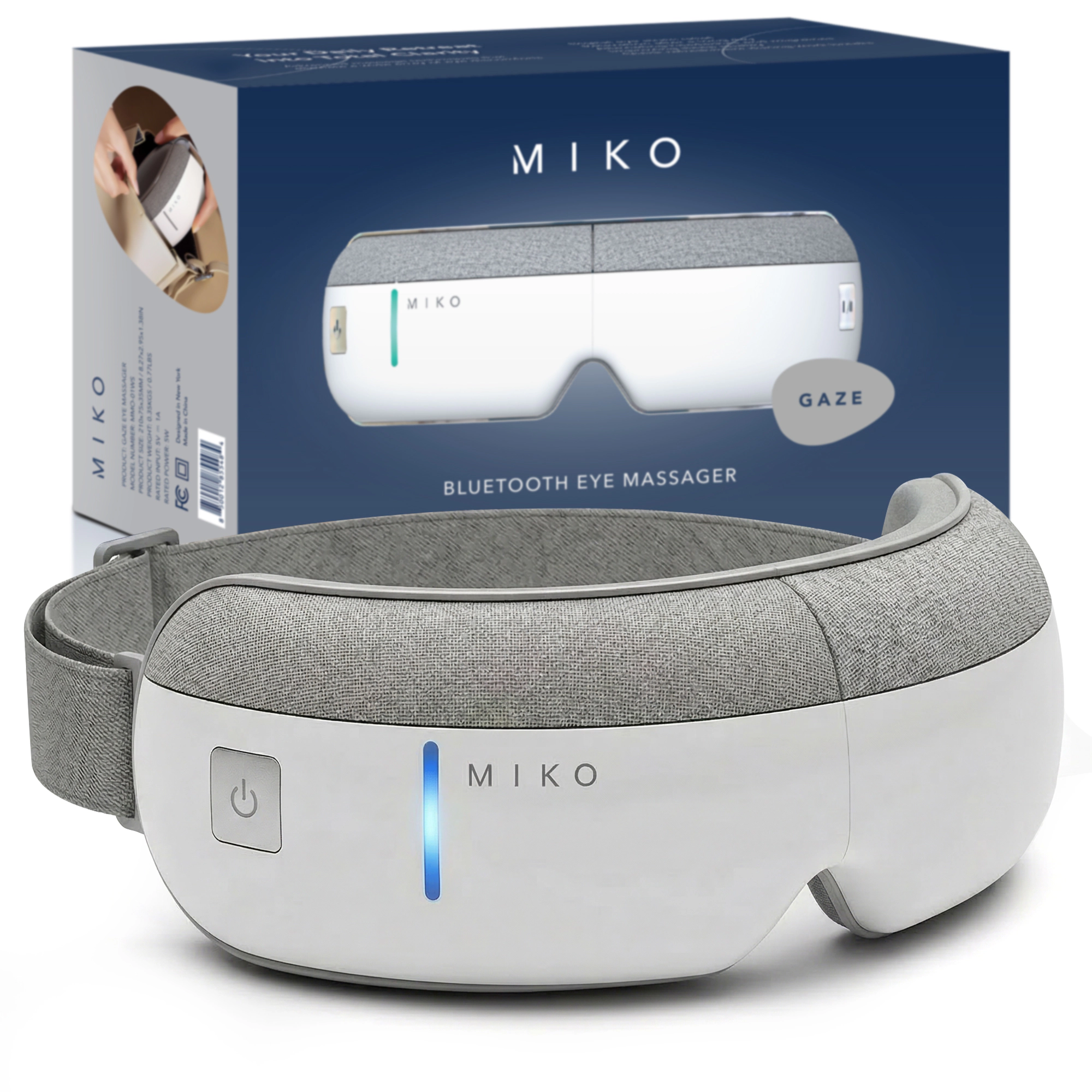 Miko Gaze Eye Massager with Heat, Air Pressure, 4 Massage Modes & Bluetooth Music