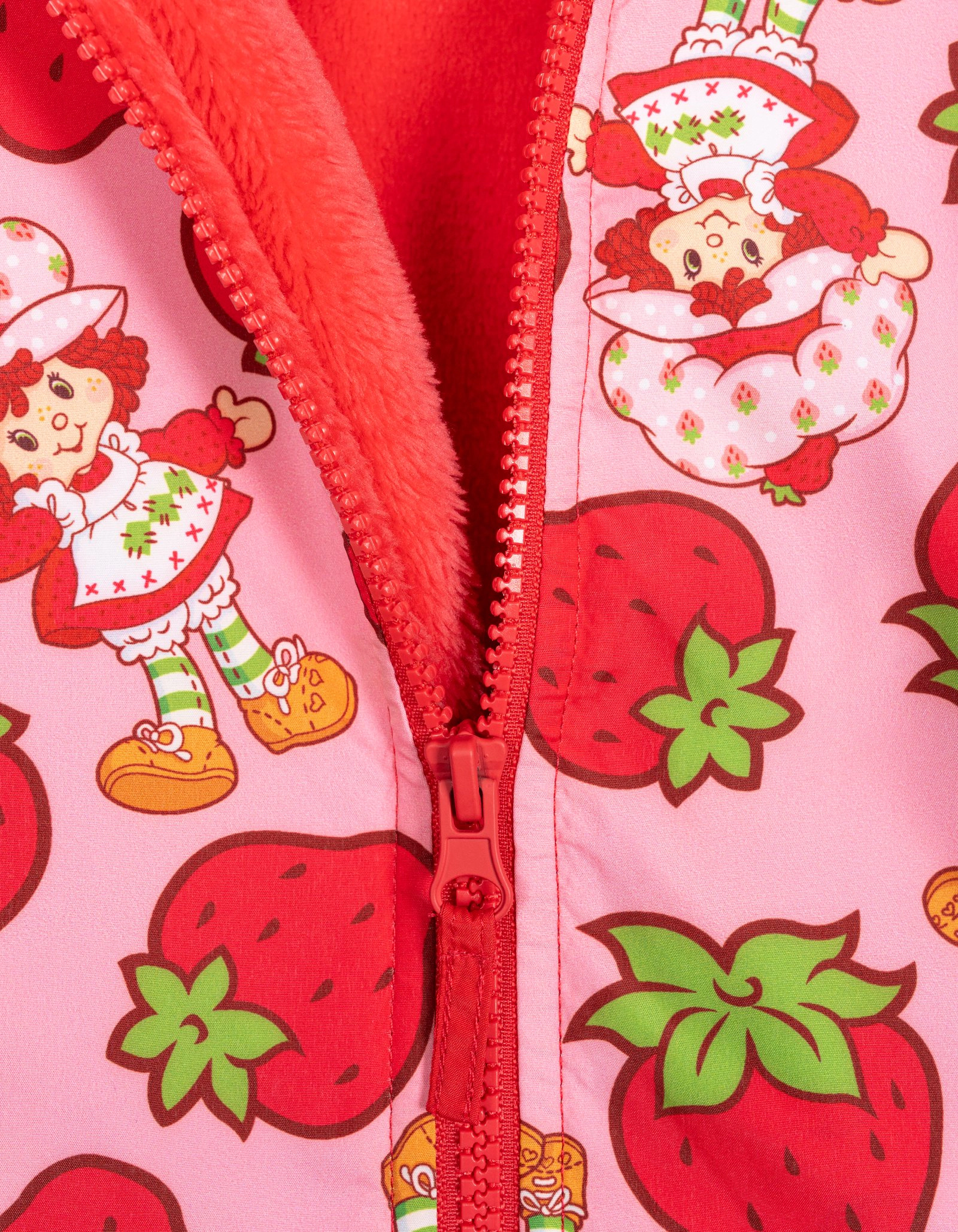 Strawberry Shortcake Girls' Zip-Up Hooded Windbreaker Jacket