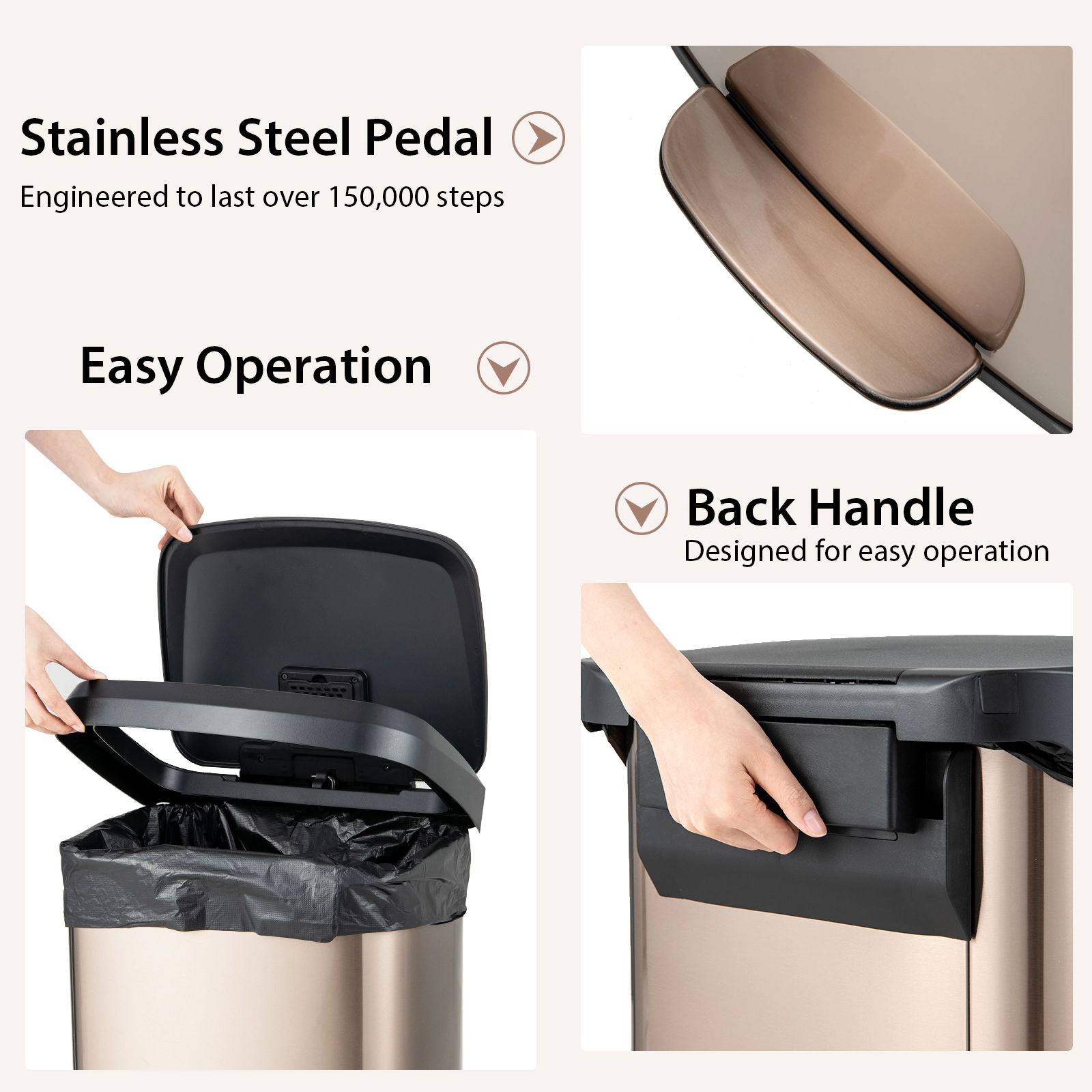 Hivvago Kitchen Trash Can With Soft-Close Lid And Deodorizer Compartment