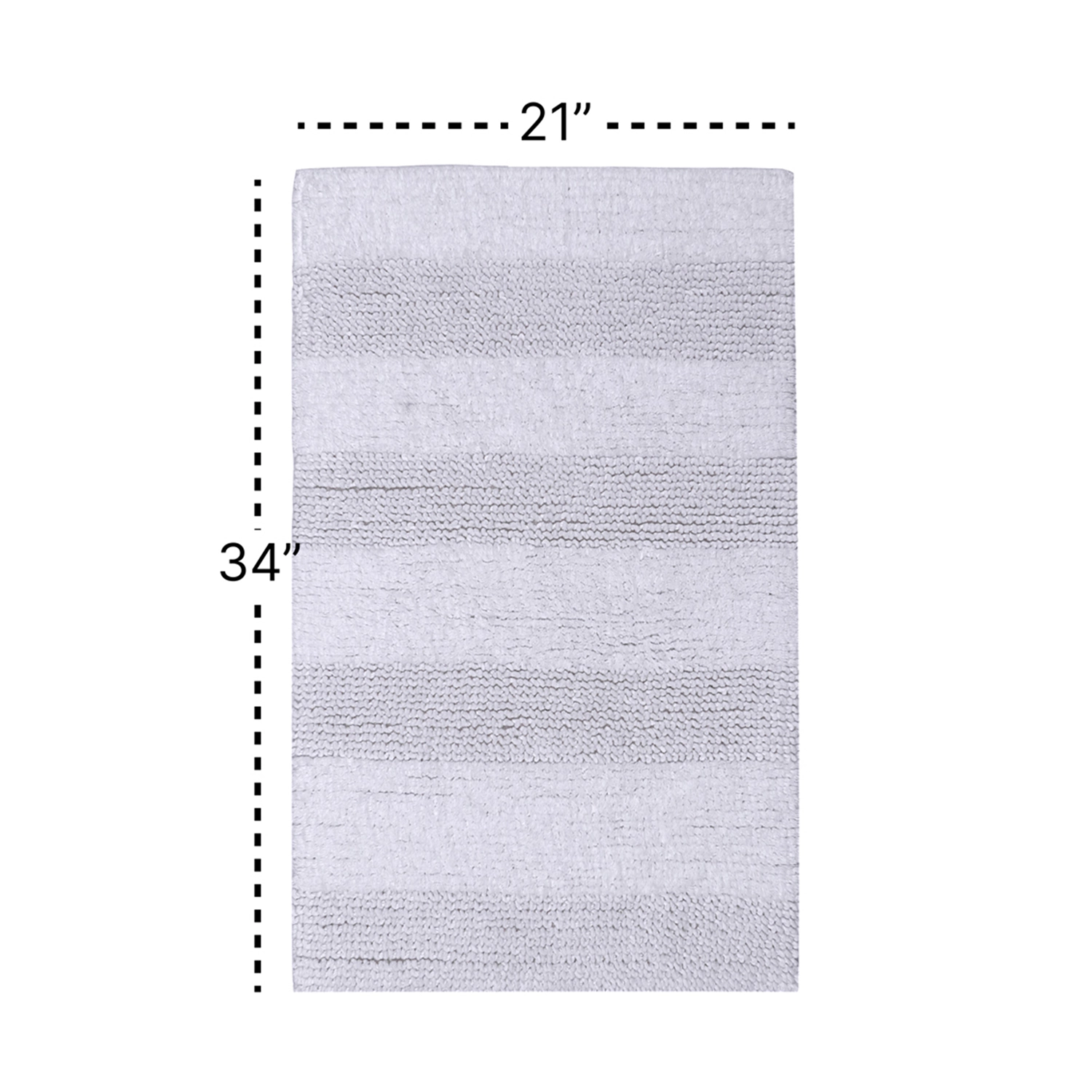 Knightsbridge Stylish And Comfortable All Season Traditional Wide Cut Design Cotton Bath Rug 21" X 34" White