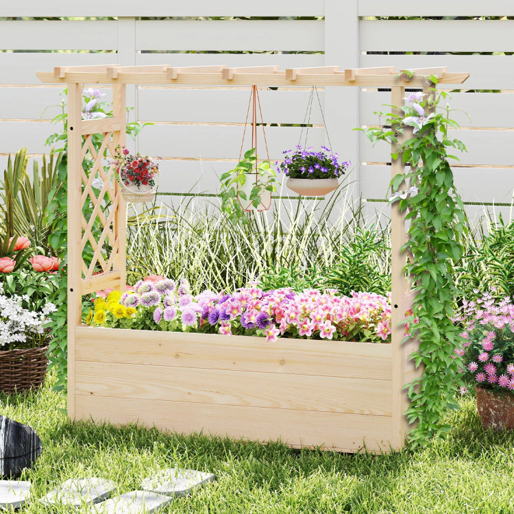 Hivvago Hanging Roof Raised Garden Bed Wooden Elevated Planter Box - Large