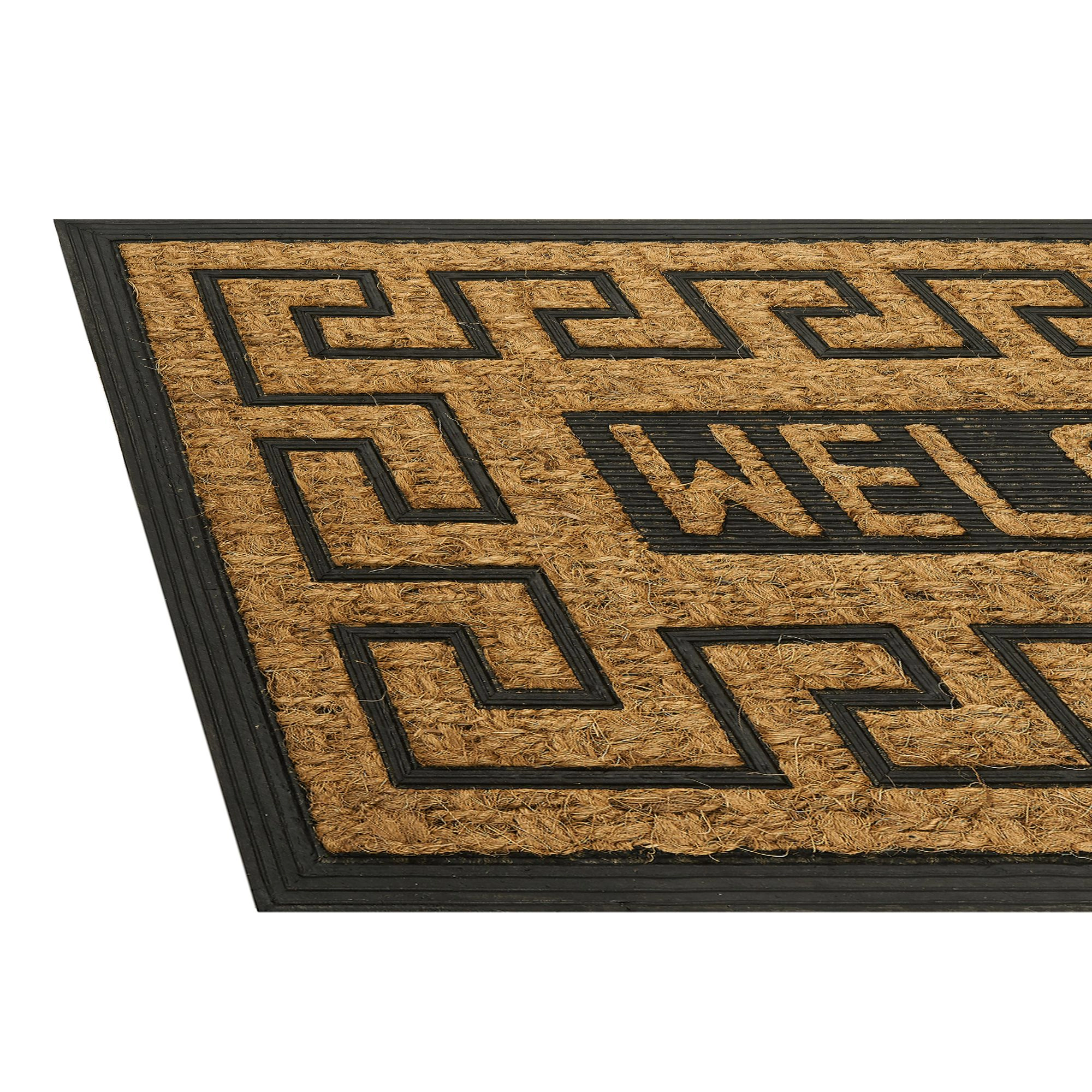 Kate Aurora Yorkville Welcome Ironwork Designed Coir Bristled Outdoor All Season Welcome Mat With Rubber Trim - 18"x30"