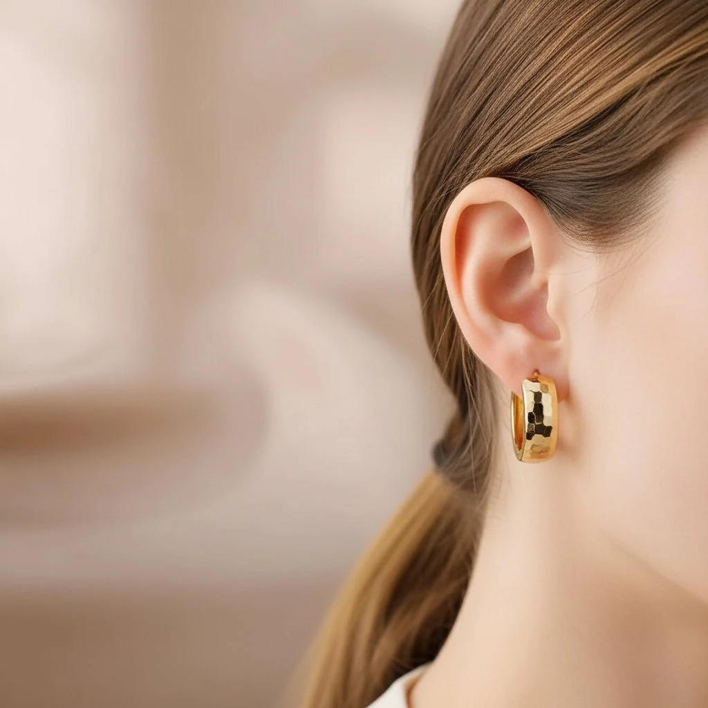 DressAtR Women's Lightning 18K Gold Plated Hoop Earrings