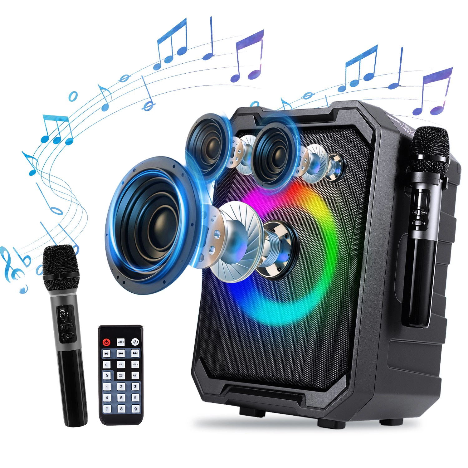 GBruno Wireless Karaoke Party Speaker With 2 Wireless Mics