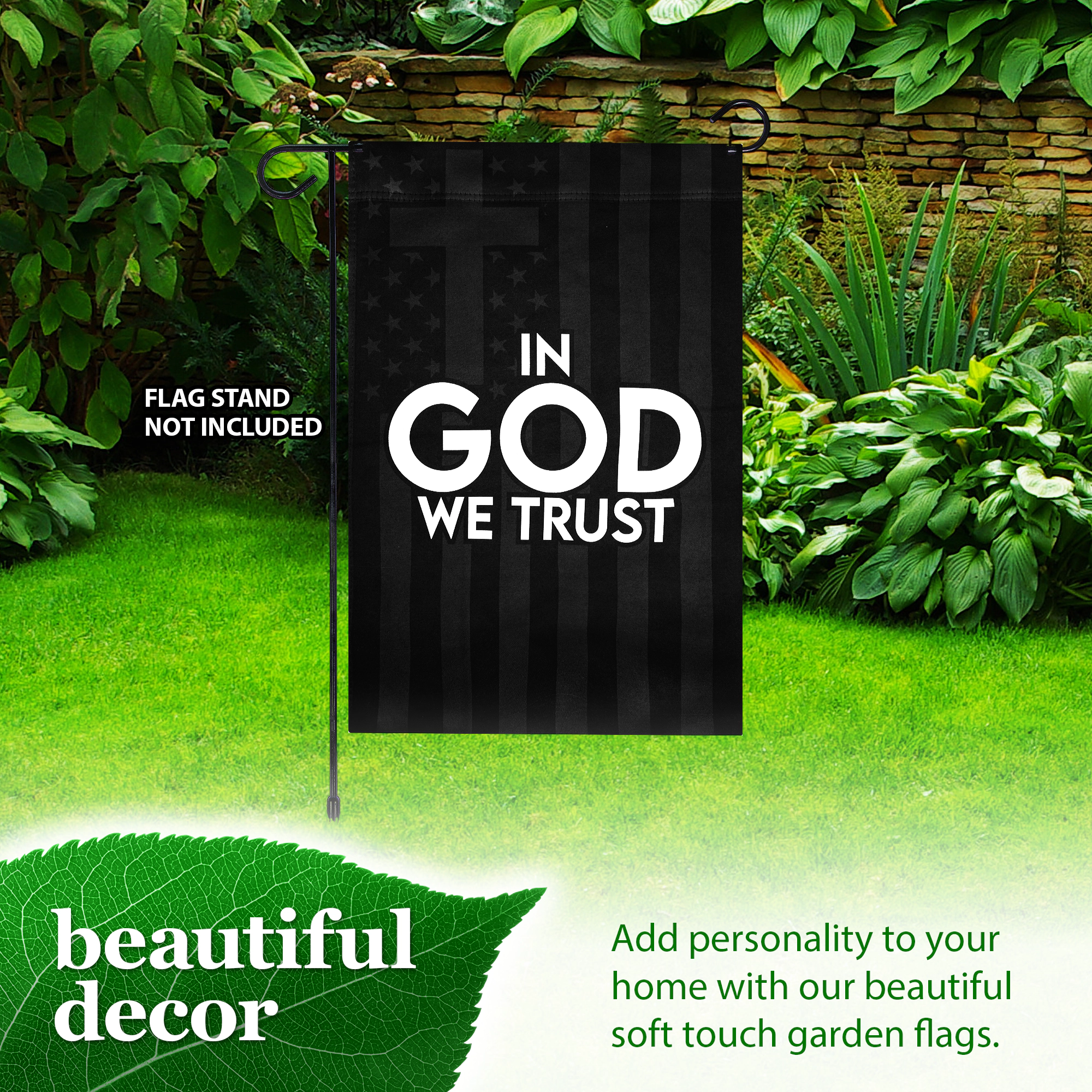 G128 "In God We Trust" Patriotic Double-Sided Garden Flag 12x18 in
