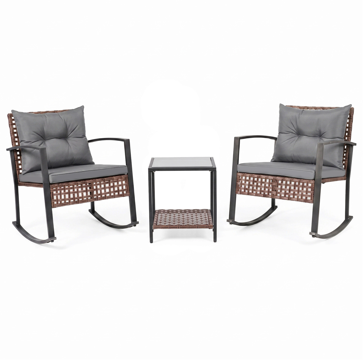 Hivvago 3-Piece Outdoor Rocking Chair Set