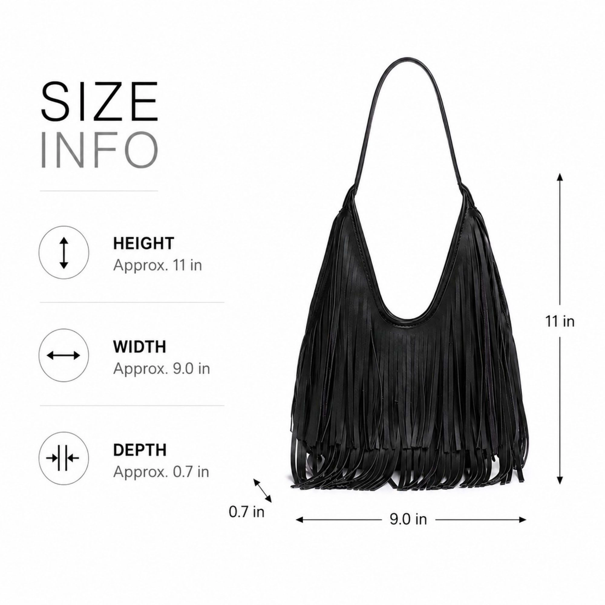 Alilang Women's Fringe Shoulder Bag Beige Suede Look Boho Hobo Purse with Long Strap
