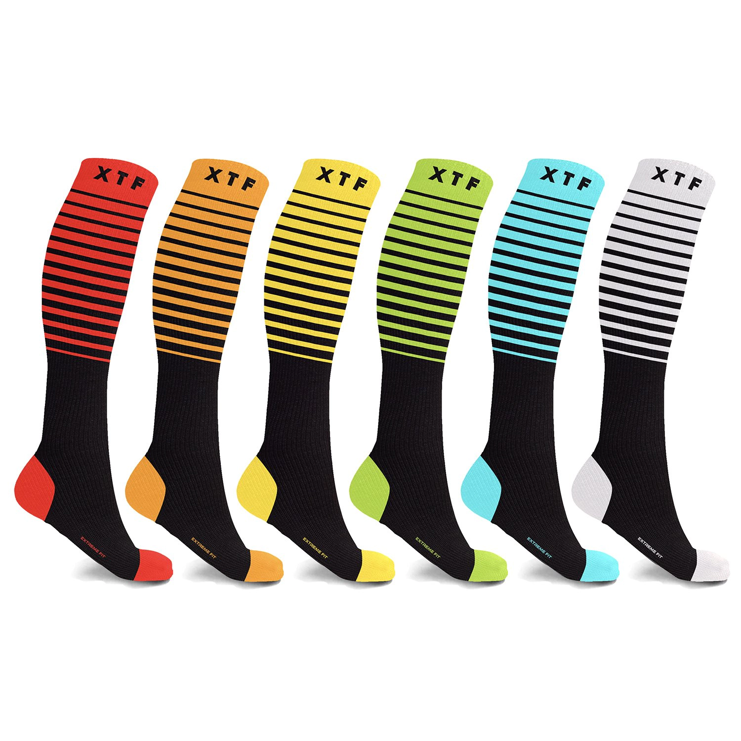 Extreme Fit Elite Compression Comfort Anti Fatigue Everyday Wear Travel Flight Socks - 6 Pair
