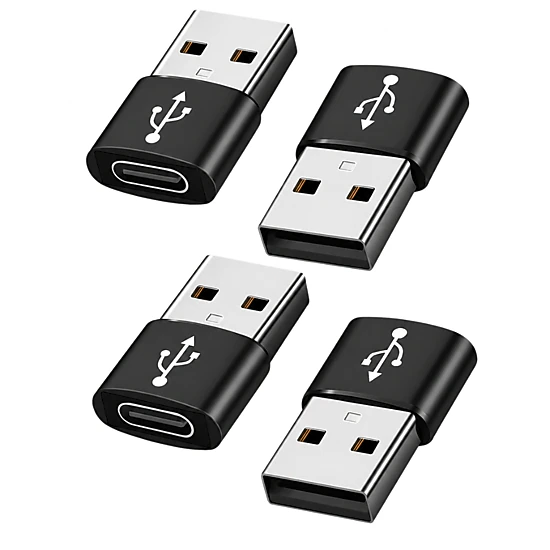 Qixxronics Female USB-C to Male USB Adapter (4 PACK) USB-C to USB Converter Adapter