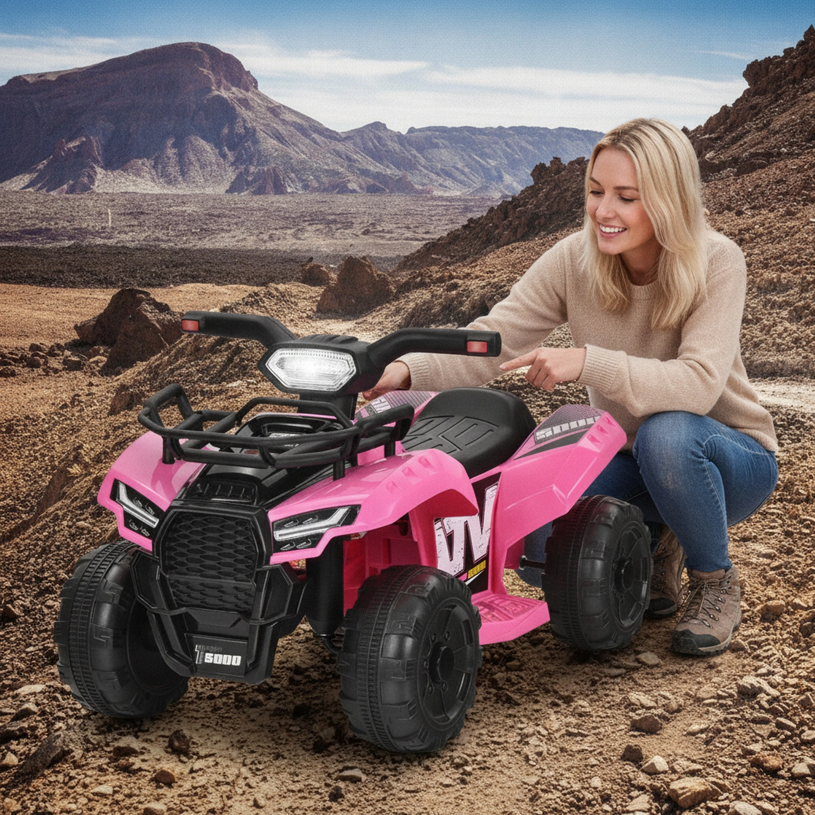 6V Toddler ATV Quad Ride On Car with Front Storage Box LED Lights and MP3 Music 18-36 Months Pink Kids Four Wheeler