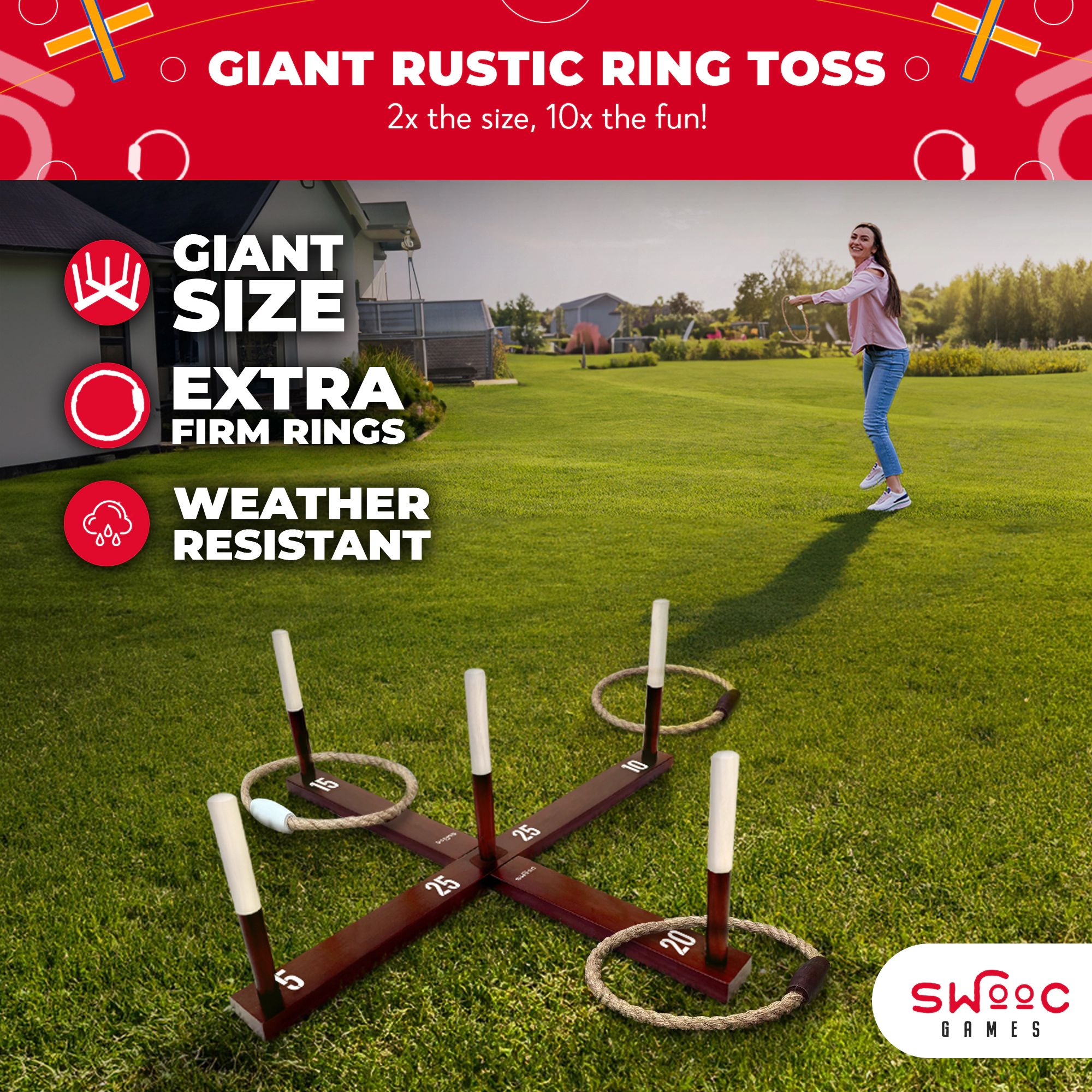 Swooc Games | Premium Rustic Ring Toss Outdoor Game