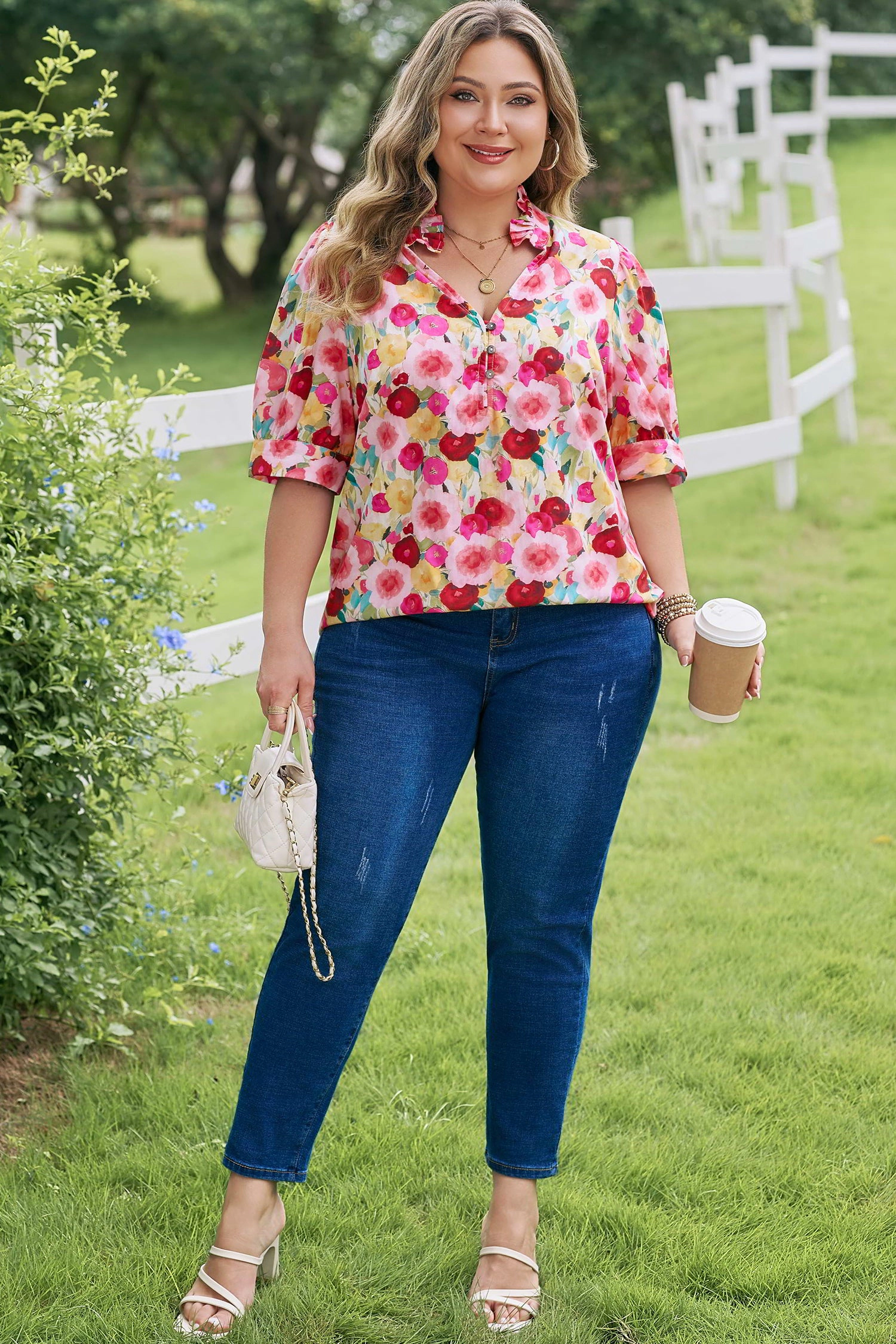 Threaded Pear Oaklynn Puff Short Sleeve PLUS Top