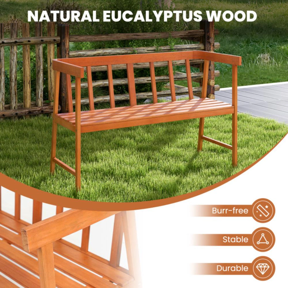 Hivvago Outdoor Acacia Wood Bench With Backrest And Armrests