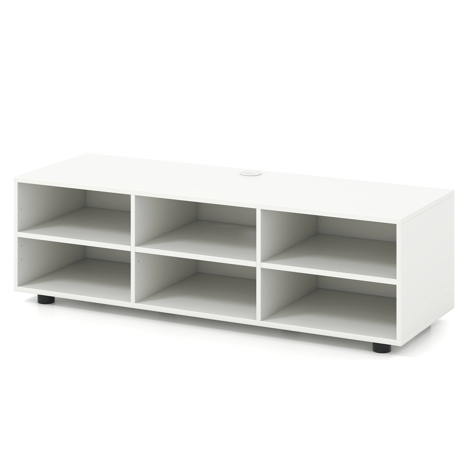 SUGIFT TV Stand with 6 Storage Compartments for TVs up to 55 in 135-lb Top Capacity 25-lb Shelf Capacity White