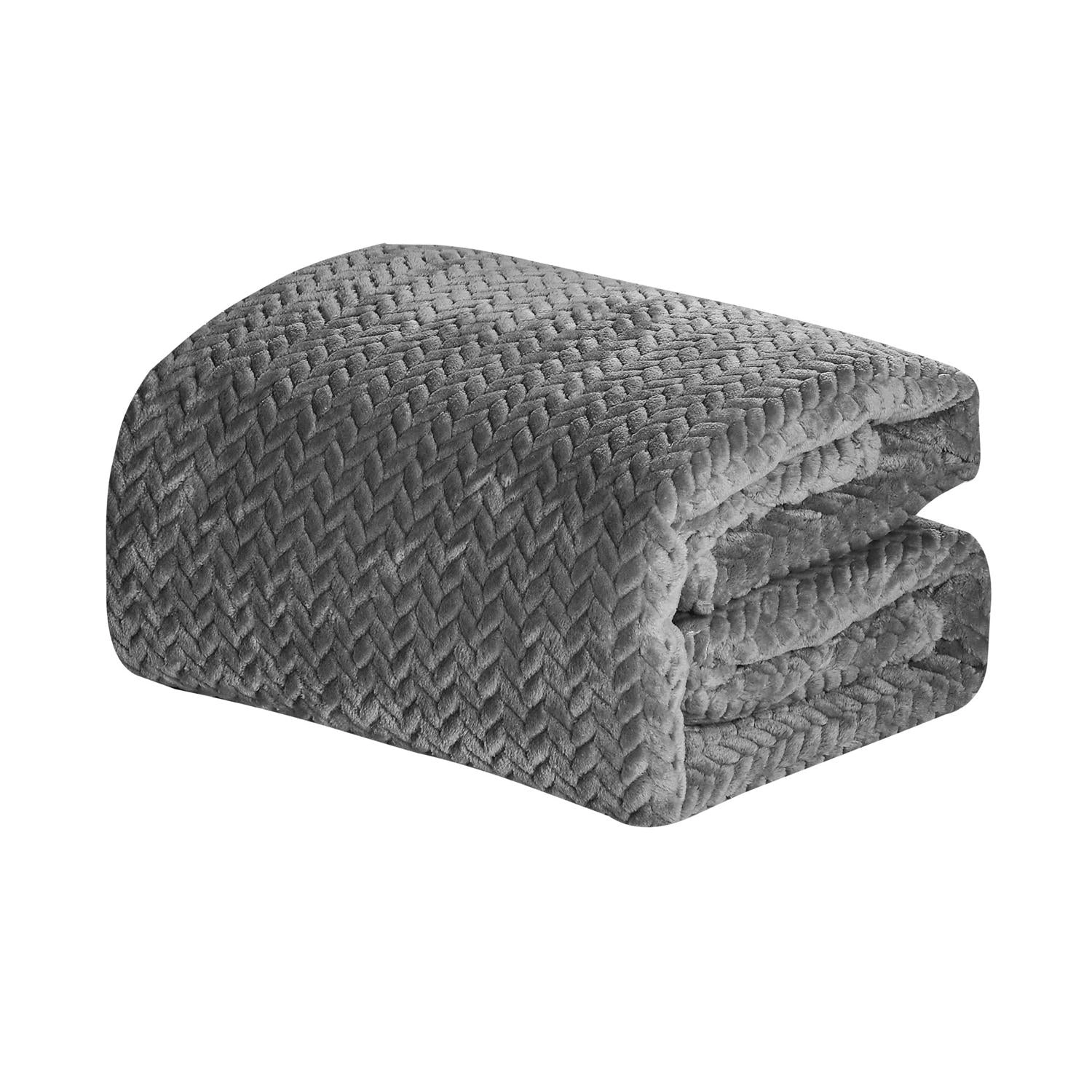 Plazatex Chevron Plush Decorative Throw Blanket Soft All Season 50 x 70 Grey