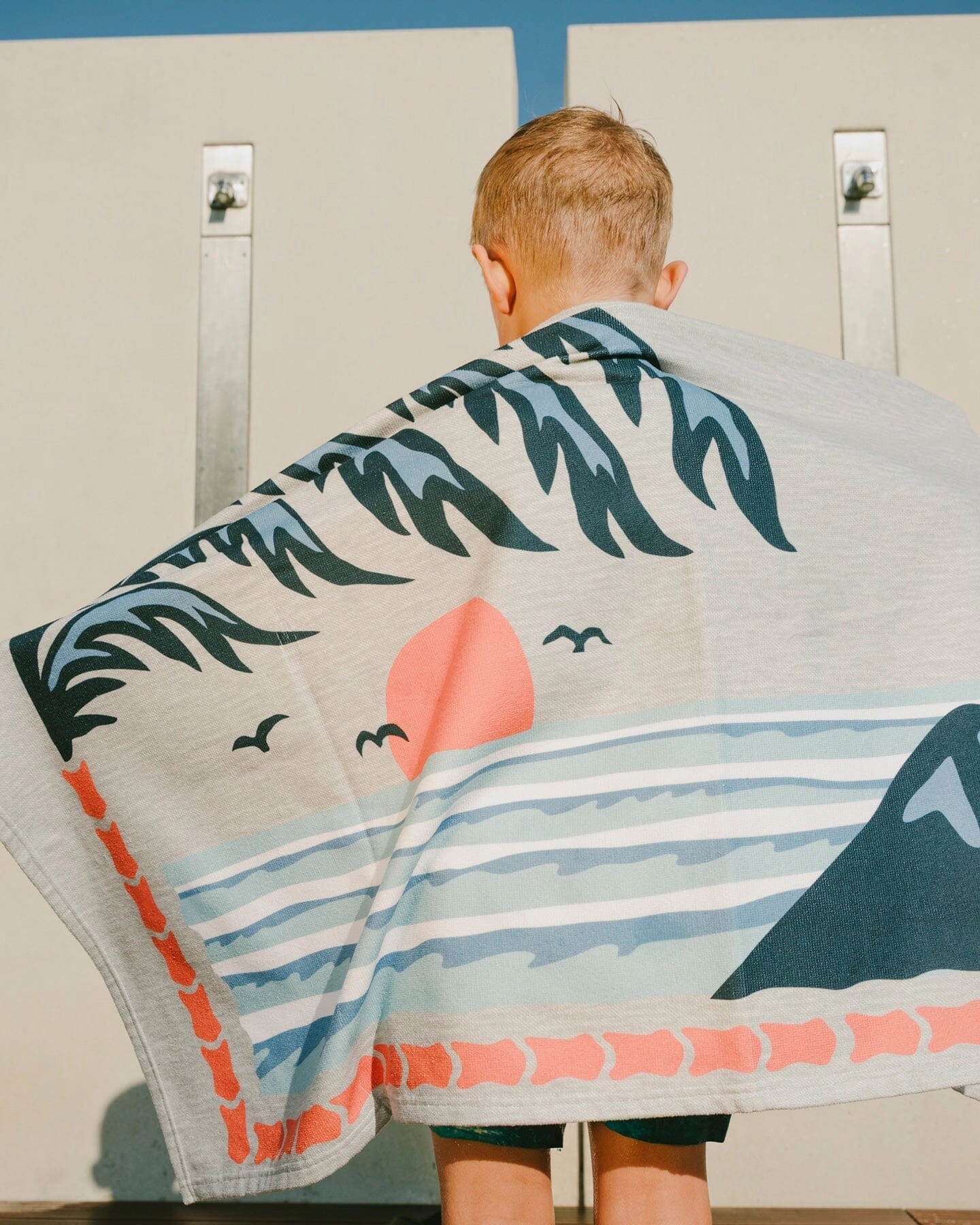 Deux par Deux Boys Chasing Waves Graphic Beach Towel