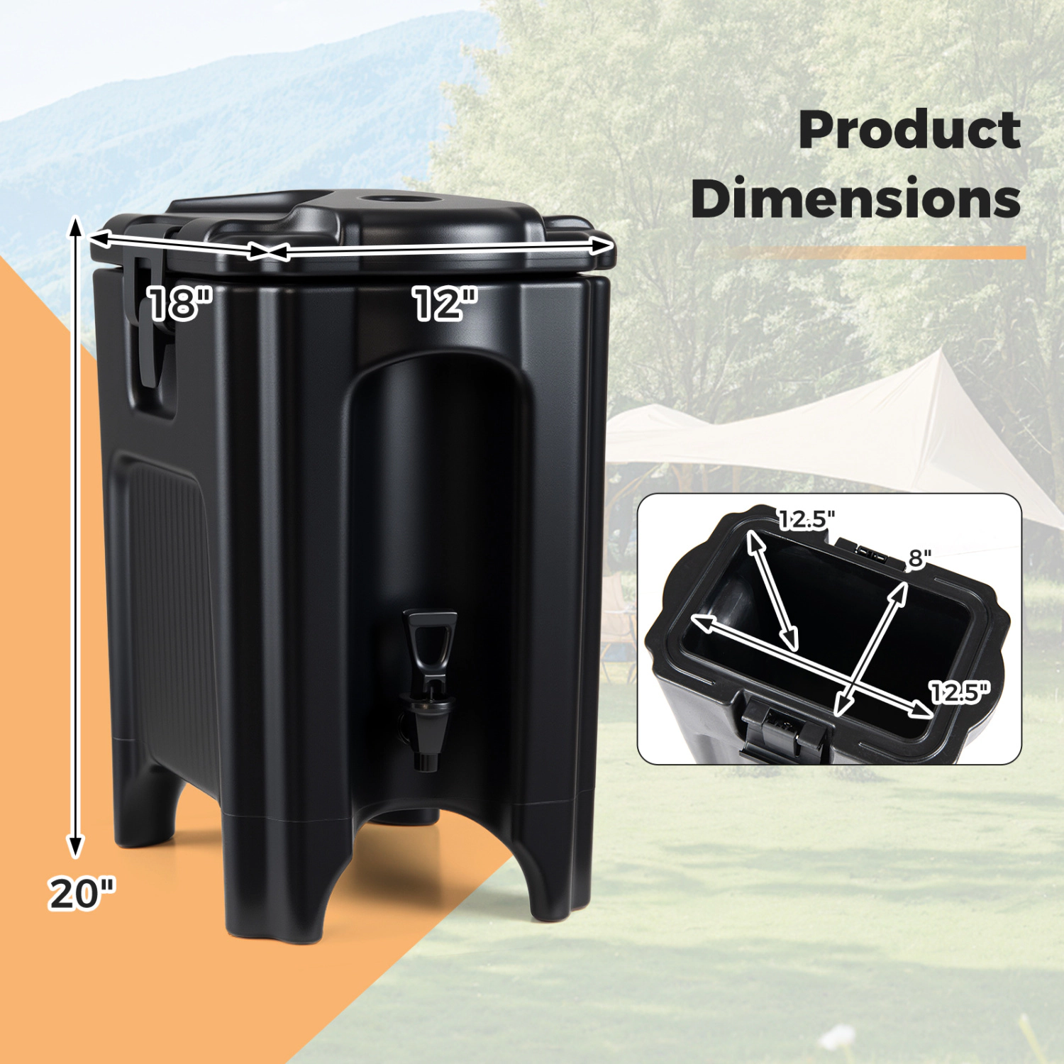 LJG 4.4 Gallons Insulated Beverage Dispenser with Handles and Drip-Proof Faucet