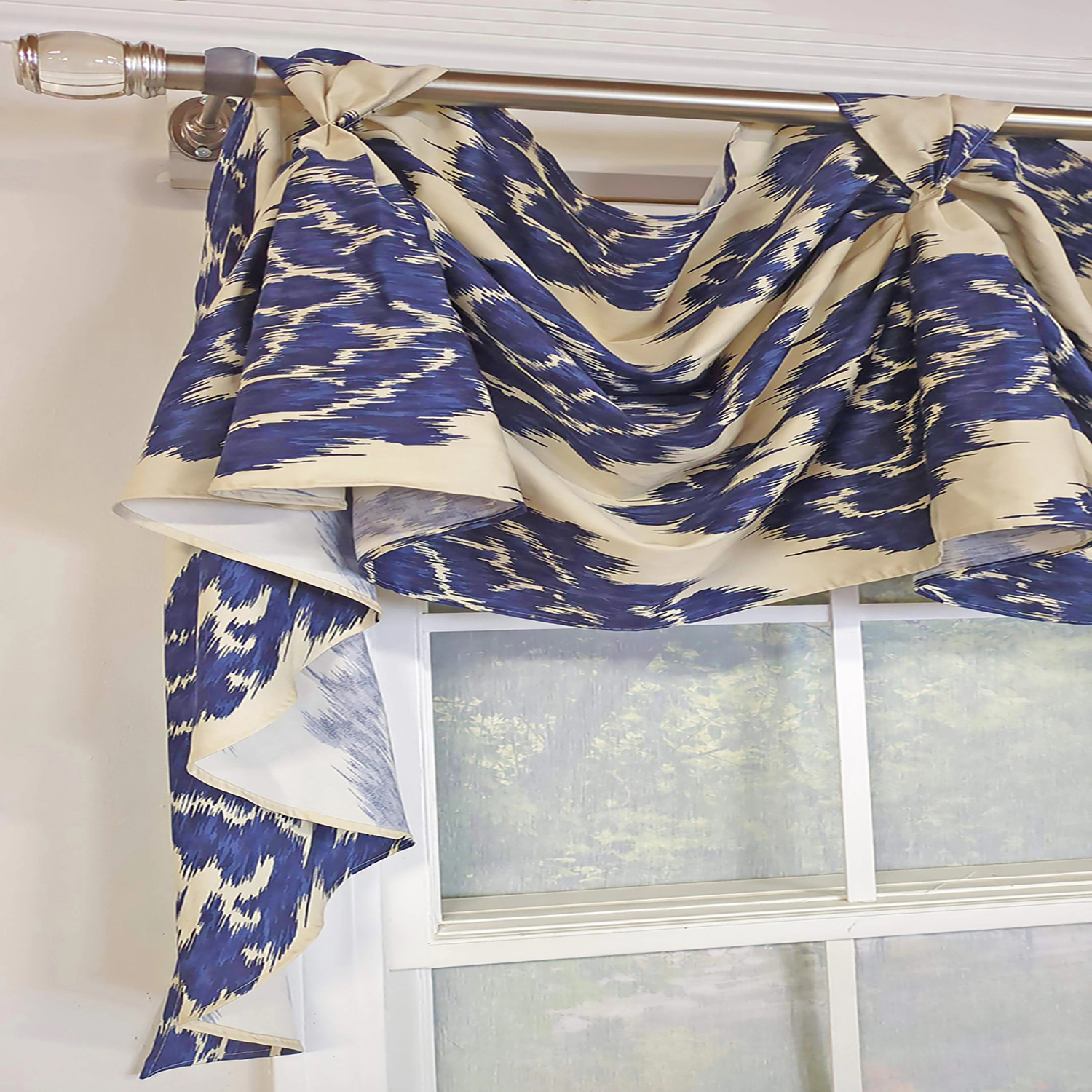 RLF Home Flame 3-S Victory 100% Cotton Tab Top Swag Window Curtain 54" x 25" Navy
