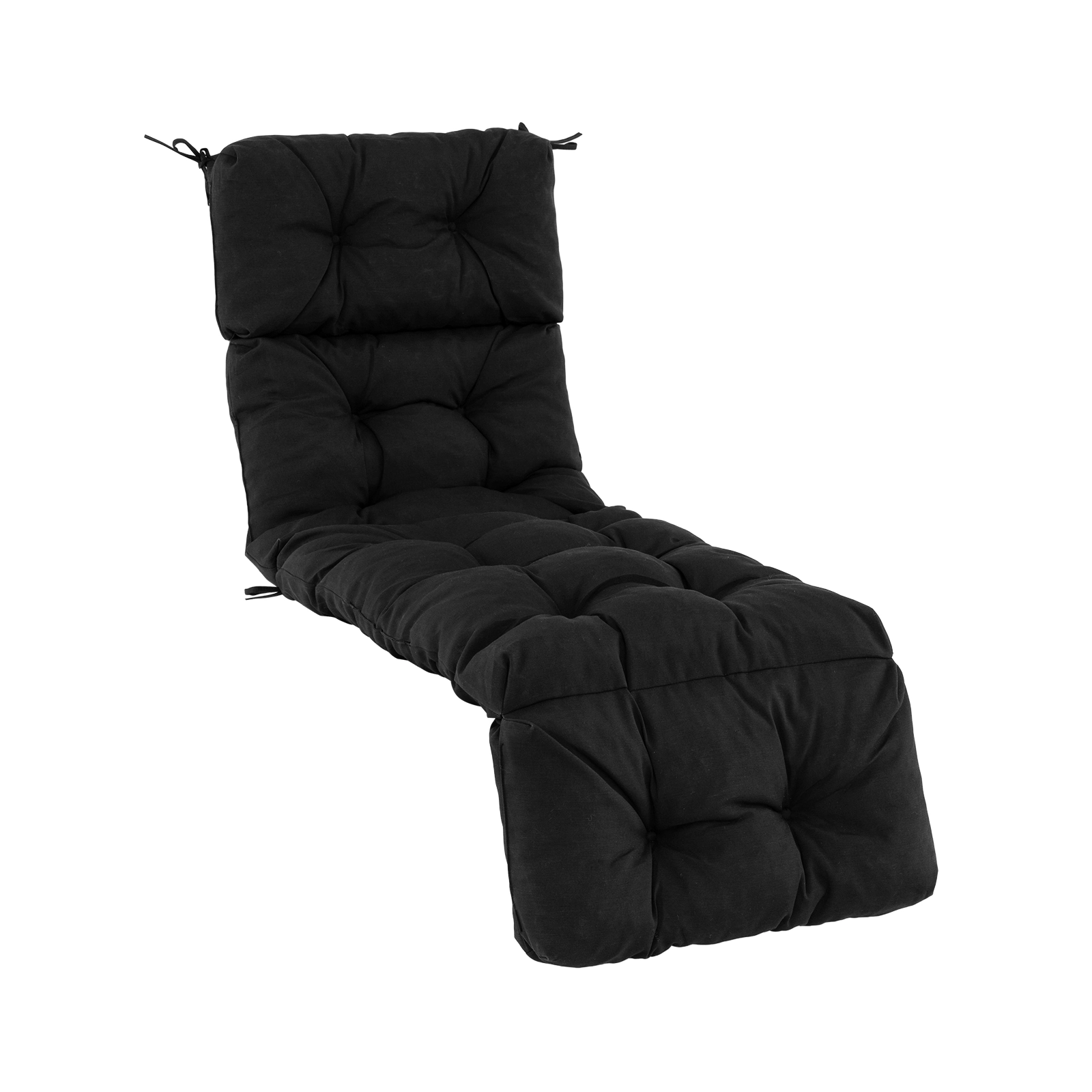 SUGIFT 73-in x 22-in Black Waterproof Machine Washable Outdoor Lounge Chaise Cushion with 4 String Ties