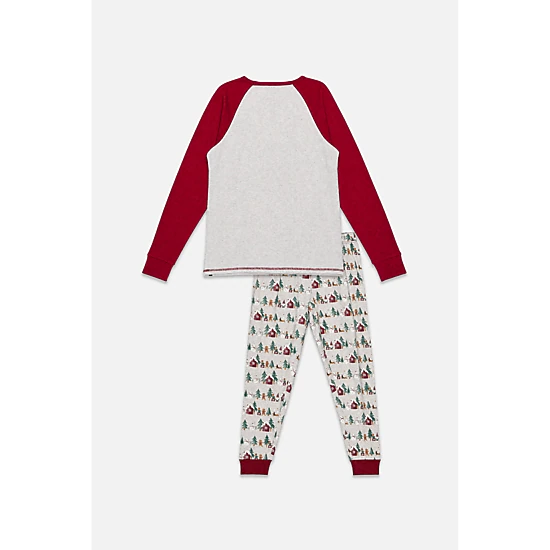 Deux par Deux Womens Two Piece Holiday Print Christmas Pajama Top and Pants Set