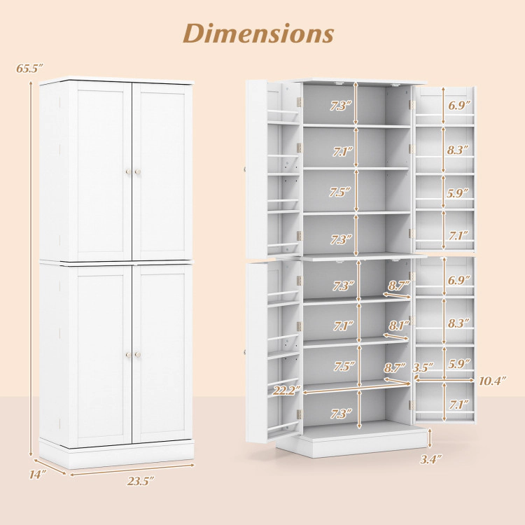 Hivvago Kitchen Pantry Cabinet 65.5 Inch Freestanding Tall Buffet Cupboard