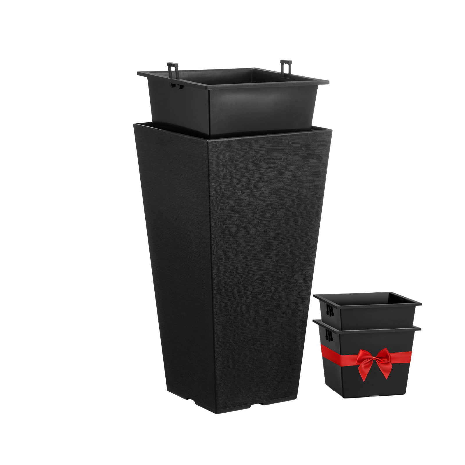HONGGE Tall Planters Set of 2 Large Outdoor Planters for Outdoor Indoor Plants Front Porch Modern Flower Pots with