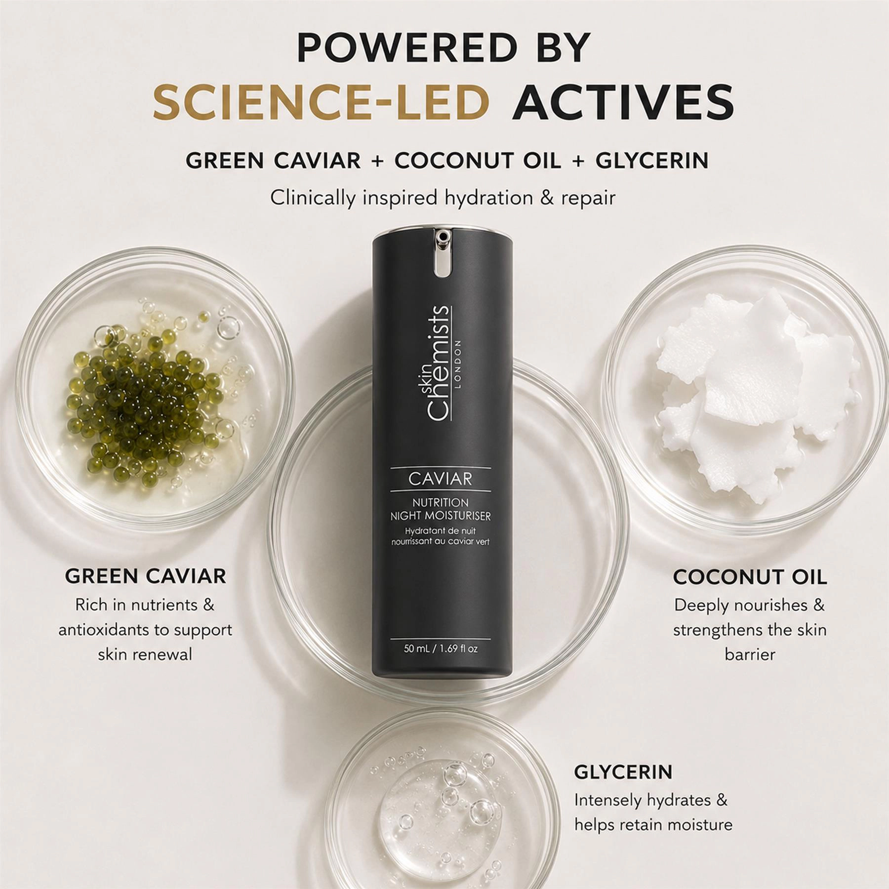skinChemists Caviar Nutrition Night Moisturiser 50ml - Anti-Aging Hydrating Night Cream