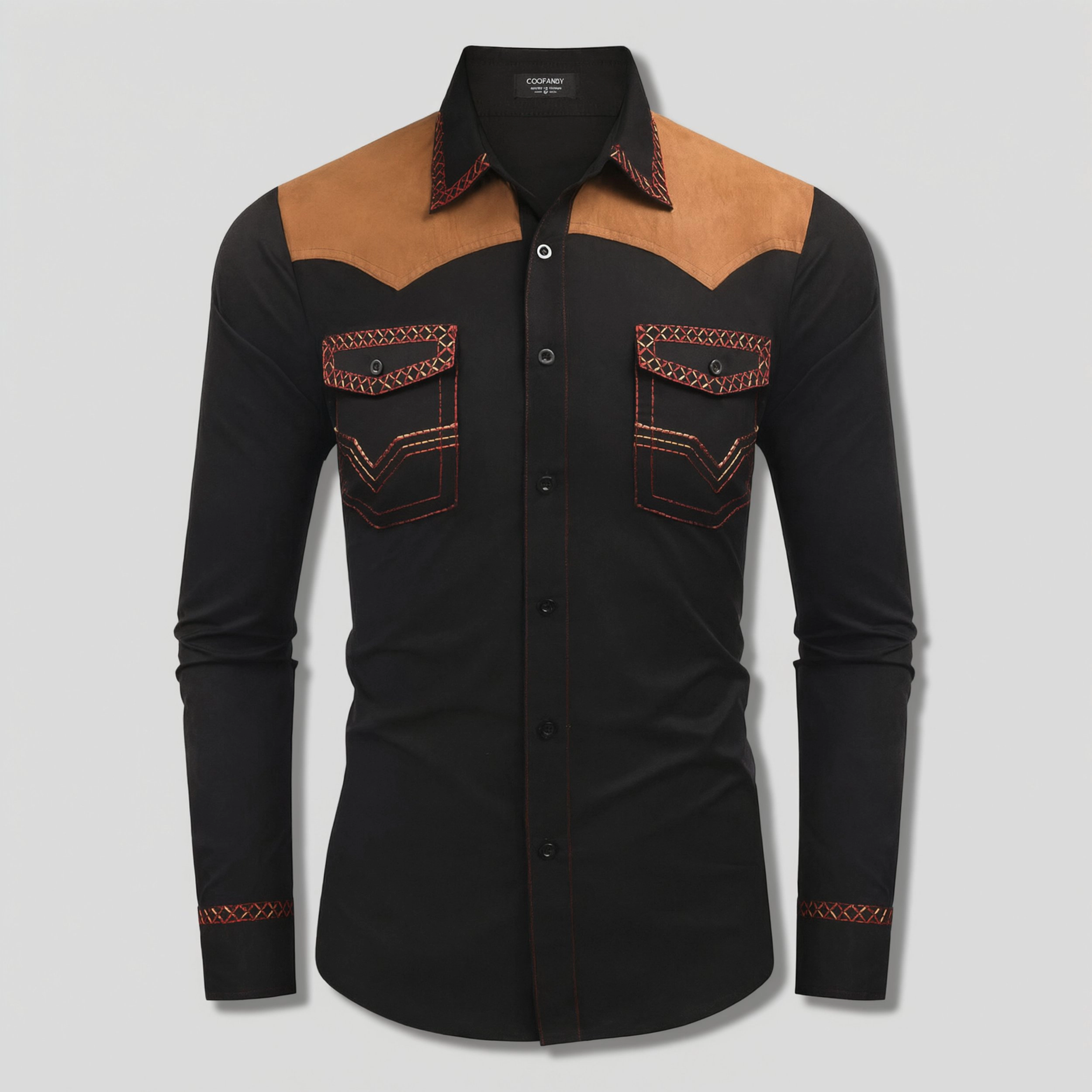 COOFANDY Men's Slim Fit Long Sleeve Western Shirt