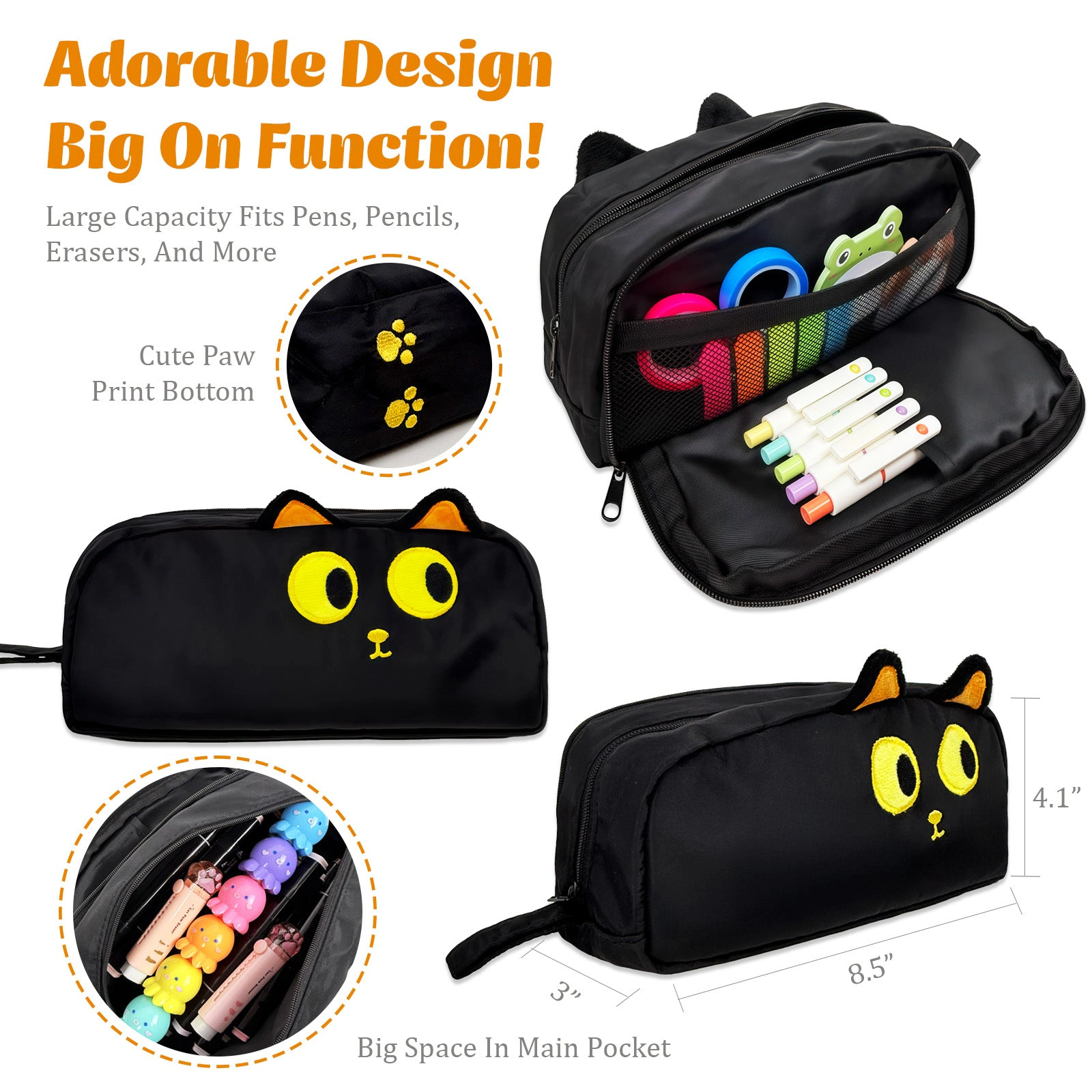 Wrapables 3D Animal Face 2-Compartment Pencil Case