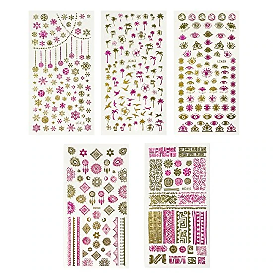 Wrapables 450+ Nail Stickers Pink & Gold Foil Nail Stickers Nail Art ...
