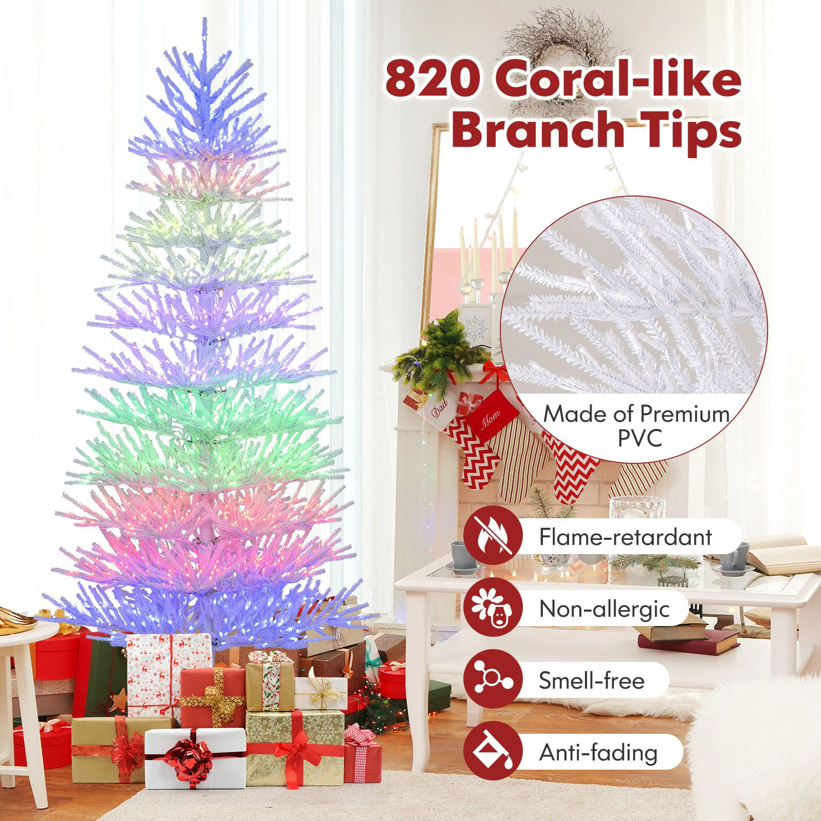 SlickBlue Color-Changing Artificial Christmas Tree with Remote