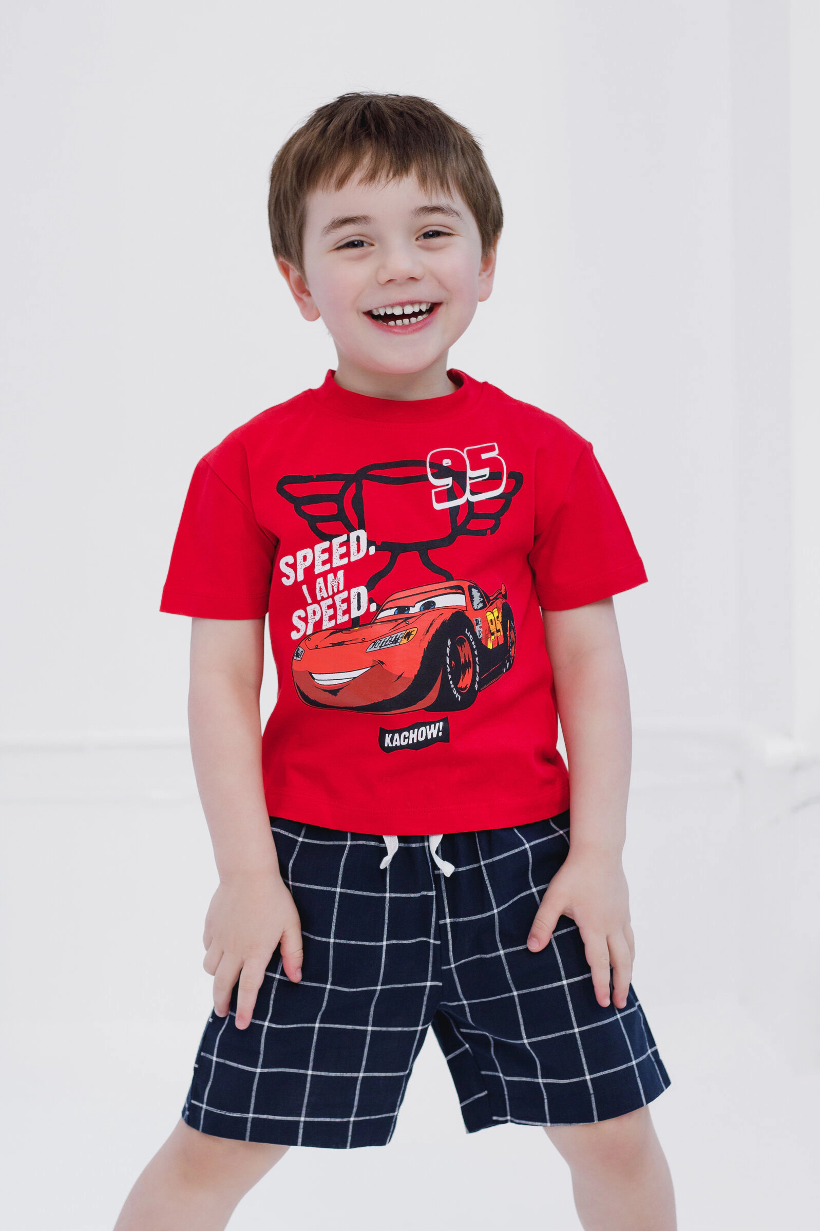 Disney Boys' T-Shirt and Plaid Shorts Set
