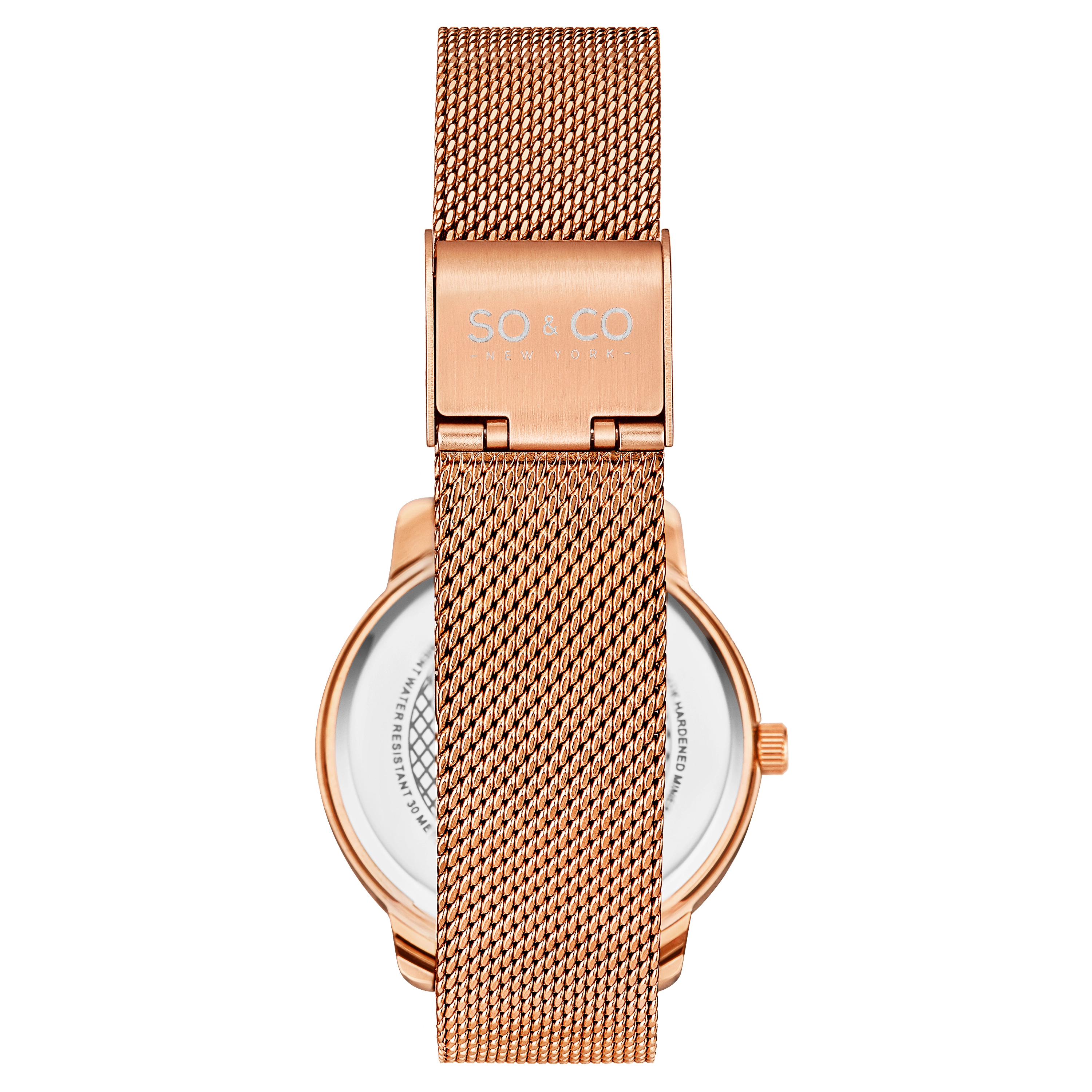 SO&CO Chelsea 5586 34mm Crystal Studded MOP Watch with Mesh Strap