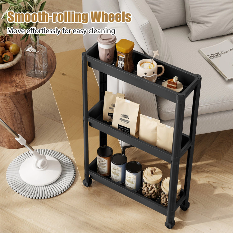 Hivvago 3-Tier Slim Rolling Storage Cart 2-Pack Mobile Bathroom Organizer with Wheels