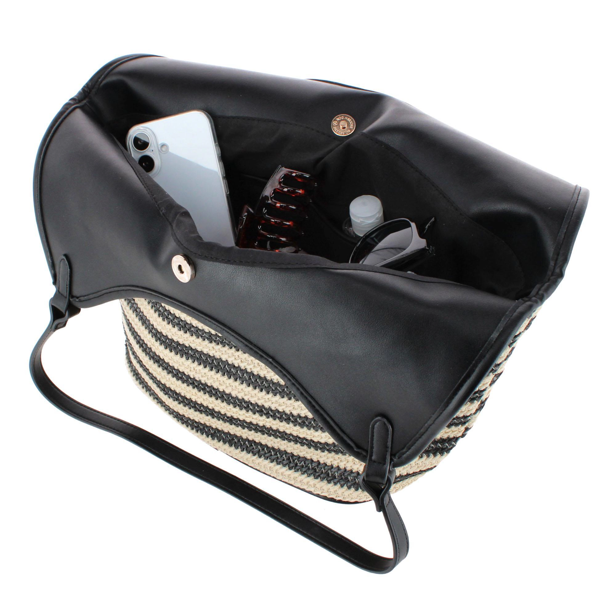 CTM Women's Synthetic Stripe Tote Handbag