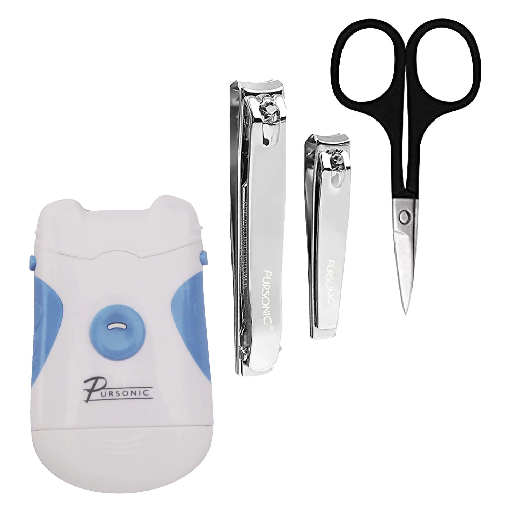 Pursonic Unisex Professional Nail Care Bundle: Nail Clippers, Stainless Steel Scissors & Electric Nail Trimmer Kit