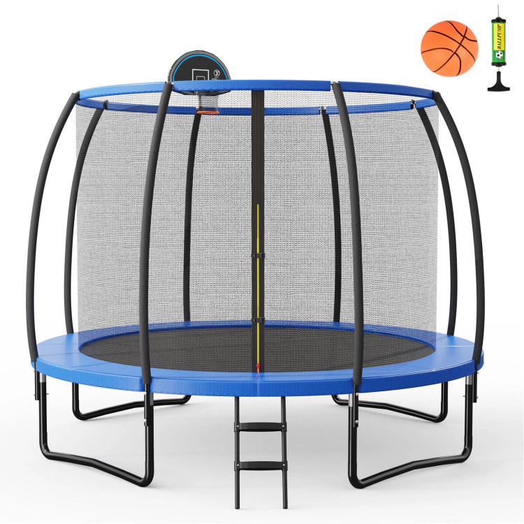 Hivvago Recreational Trampoline W/Basketball Hoop Safety Enclosure Net Ladder