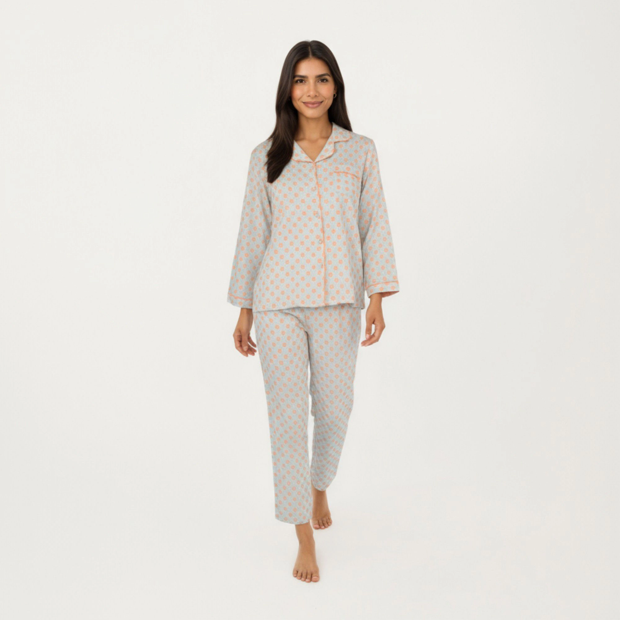 Anna-Kaci Women's 2-Piece Long Sleeve Button Up Pajama Top with Matching Relaxed Fit Printed Pants
