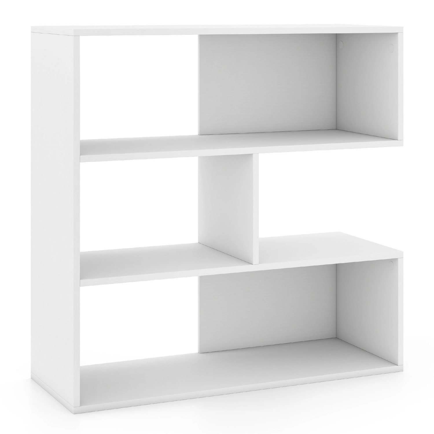 LJG Concave Bookshelf with 3 Open Shelves & Anti-Toppling Device for Living Room