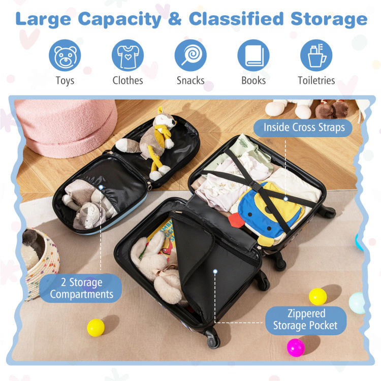 Hivvago 2 PCS Kid Luggage Set With Spinner Wheels for Children Boys Girls