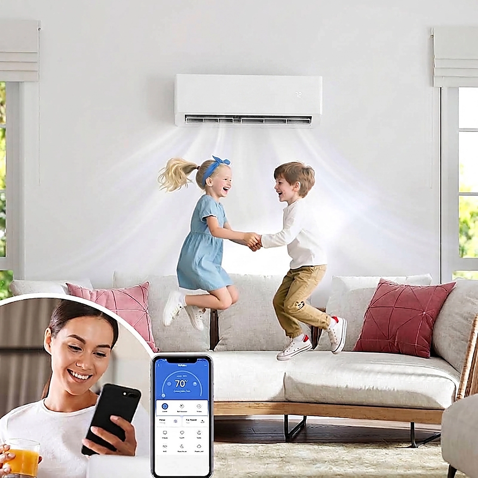 SUGIFT 24000-BTU 3-Zone 23-SEER2 208-230V WiFi Ductless Mini Split Air Conditioner Heat Pump 7K + 9K + 12K
