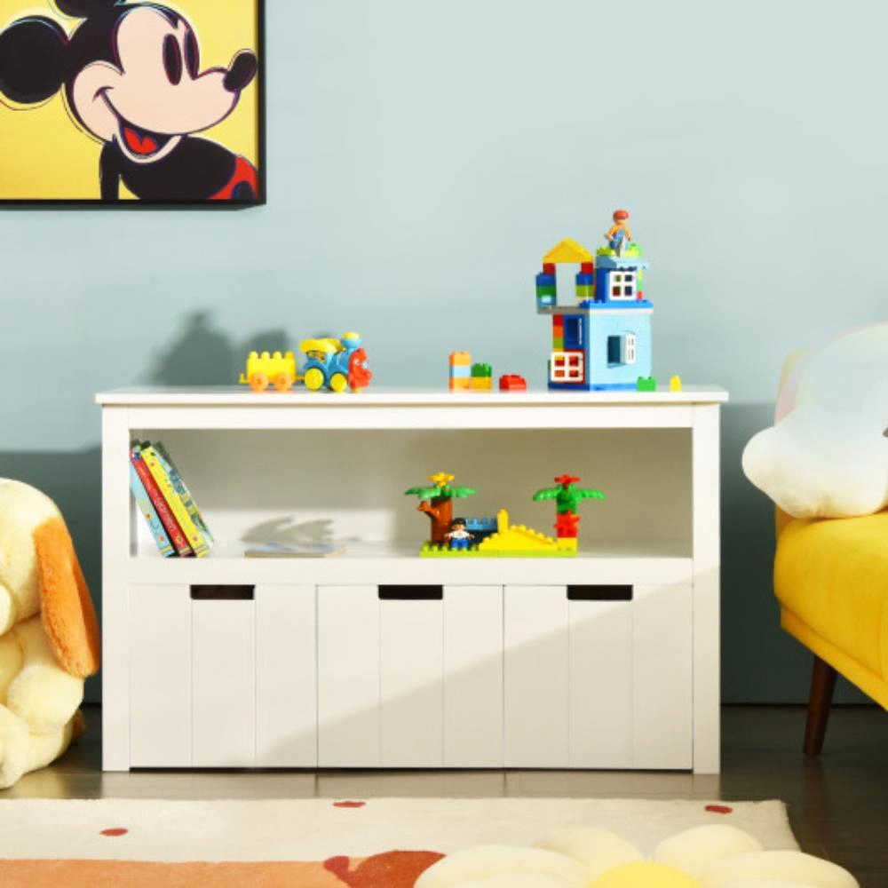 Hivvago Kid Toy Storage Cabinet 3 Drawer Chest with Wheels Large Storage Cube Shelf