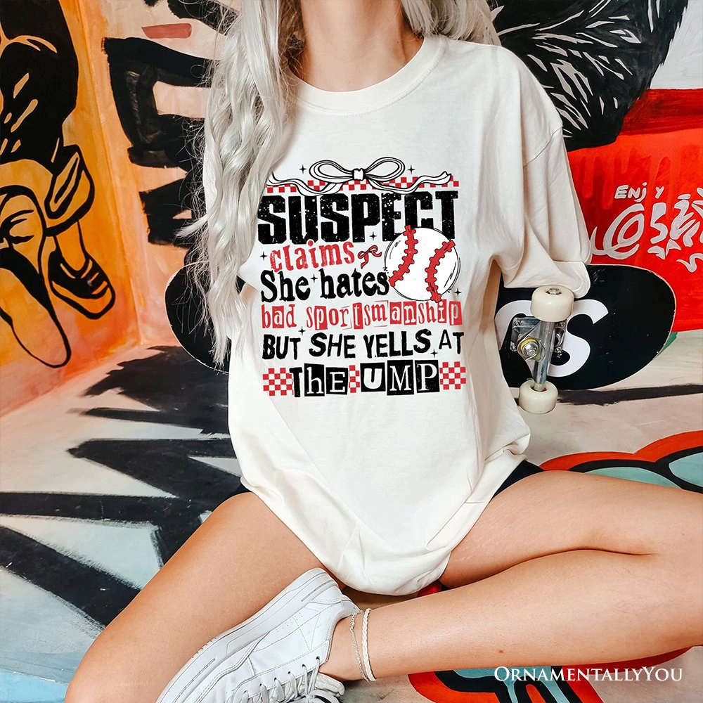 OrnamentallyYou Womens Baseball Suspect Claims Fun T-Shirt