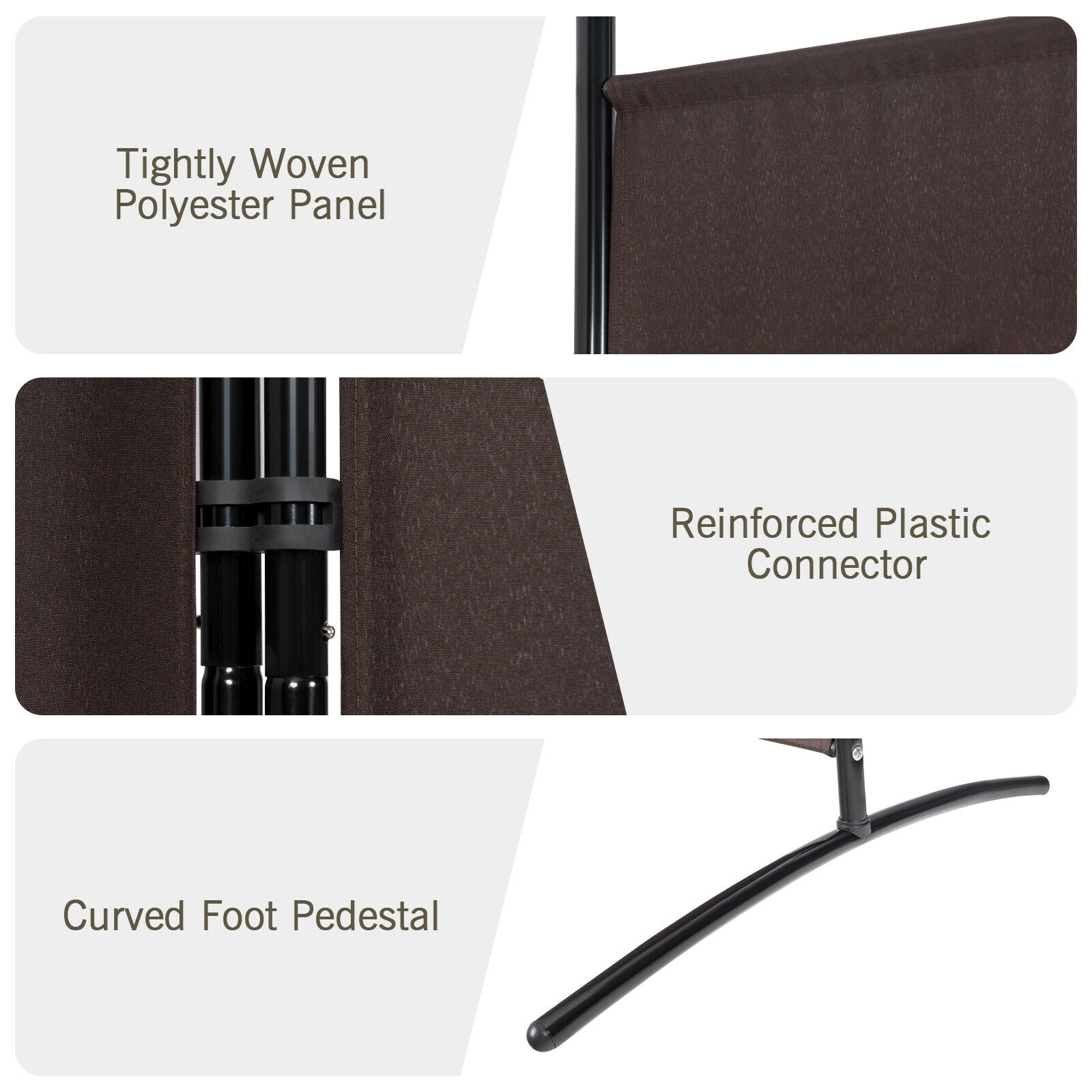 SUGIFT 3-Panel Folding Room Divider Privacy Partition Screen 72-in Tall 8.5-ft Opening Brown