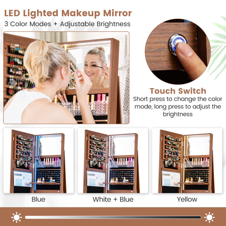 Hivvago Freestanding Jewelry Storage Cabinet with LED Lights