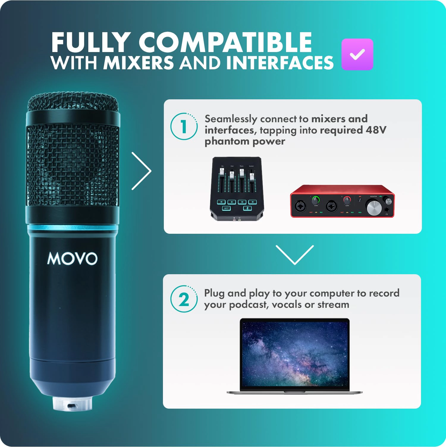 Movo PodPak2A 2-Pack Universal Cardioid Condenser Microphone Kit with Articulating Scissor Arm Mic Stand, Shock Mount