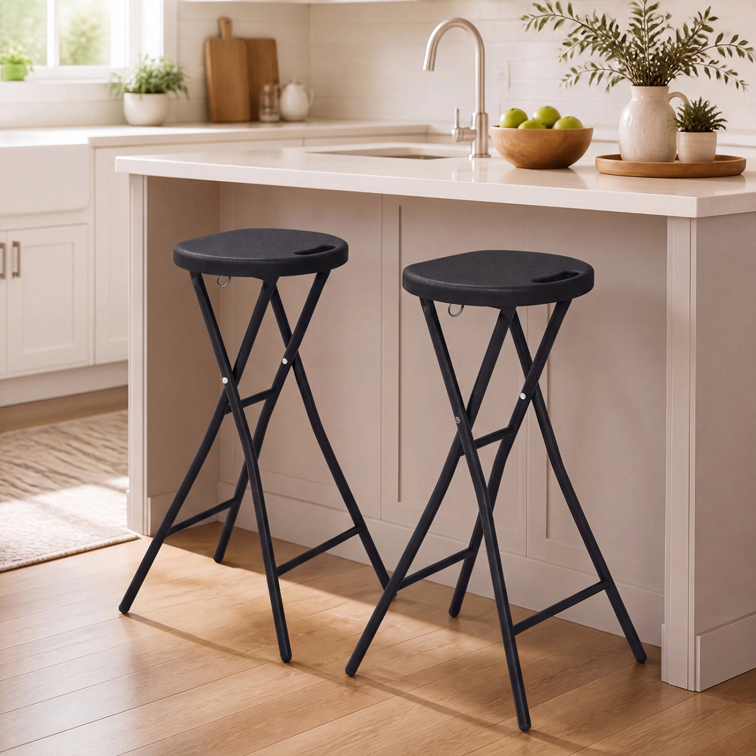 LJG 27.5" Folding Bar Stool with HDPE Seat & Carry Handle for Kitchen Bar Fishing