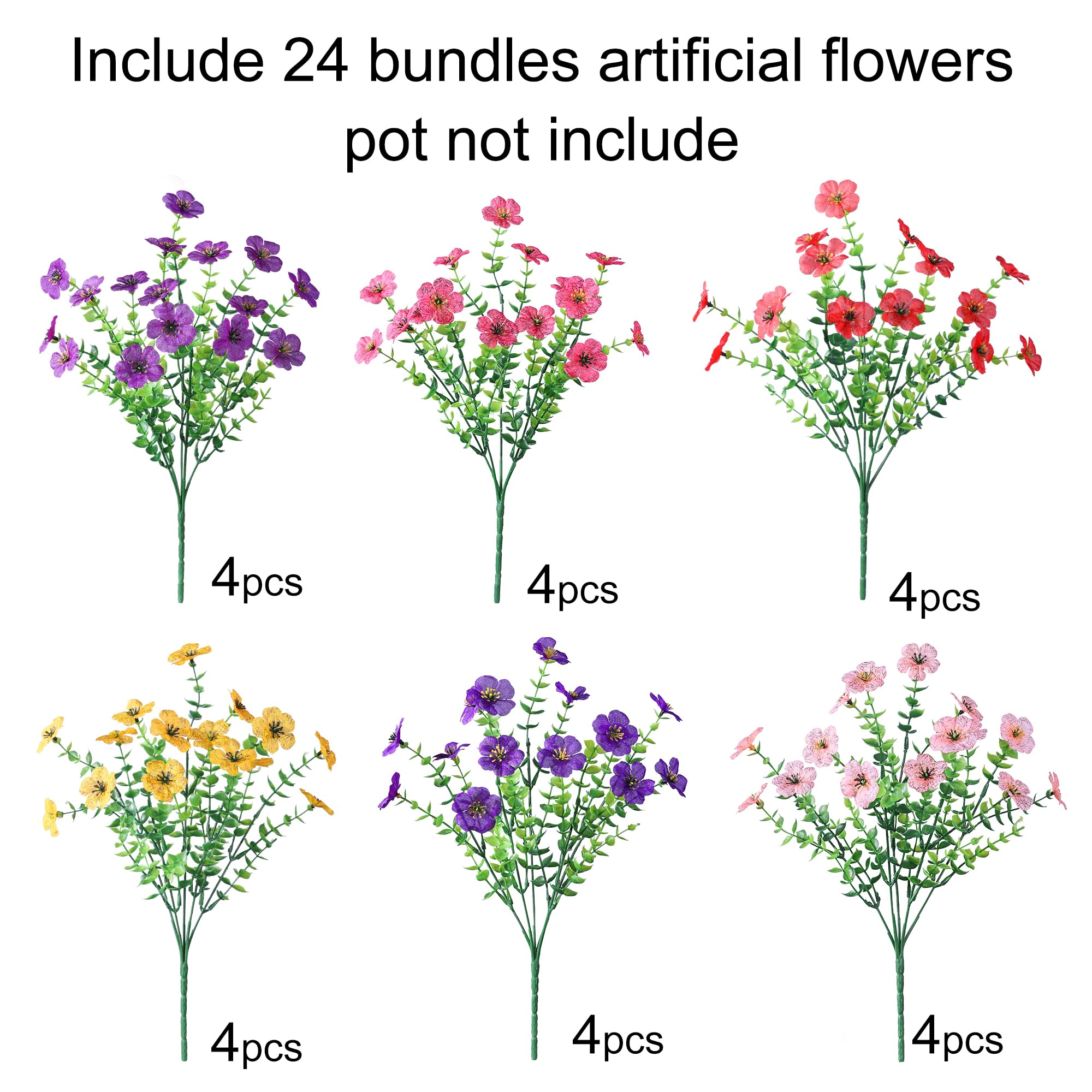 PUPWE Artificial Mums Flowers Outdoor UV Resistant