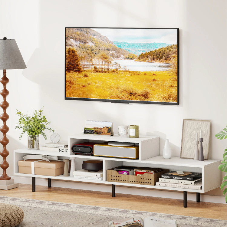 Hivvago 3 Cubby Tv Stand For Tvs Up To 70 Inch With Open Storage Compartments